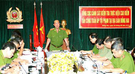 Đoàn công tác của Tổng cục Cảnh sát kiểm tra kết quả thực hiện cao điểm tấn công trấn áp tội phạm bảo vệ các sự kiện lớn của đất nước tại tỉnh Đồng Nai