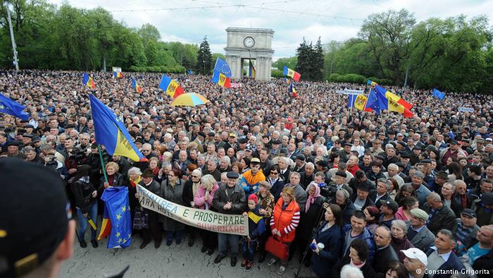 Quang cảnh biểu tình ở Moldova