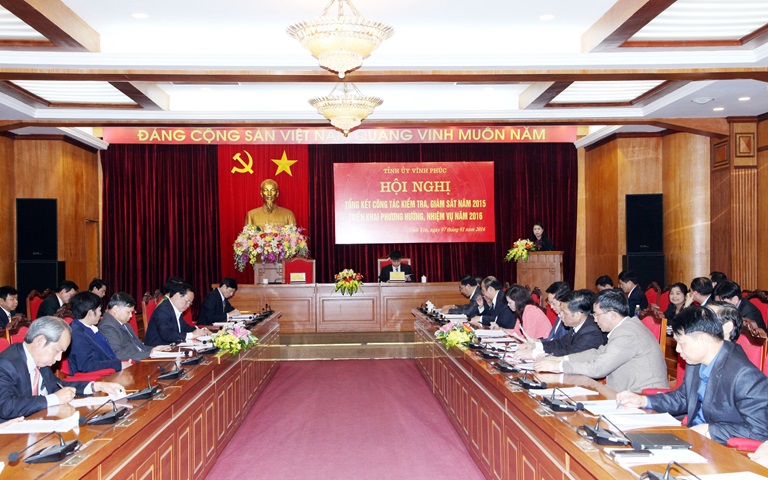 Hội nghị triển khai công tác kiểm tra, giám sát Đảng năm 2016 Ban Thường vụ Tỉnh ủy Vĩnh Phúc