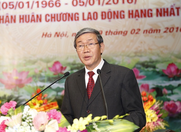 Đồng chí Đinh Thế Huynh, Uỷ viên Bộ Chính trị, Thường trực Ban Bí thư phát biểu tại Lễ kỷ niệm