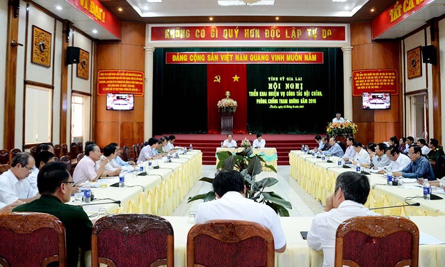 Hội nghị triển khai nhiệm vụ công tác nội chính và phòng, chống tham nhũng năm 2016 của Tỉnh ủy Gia Lai