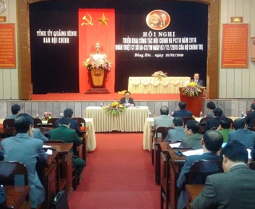 Hội nghị triển khai công tác nội chính và phòng, chống tham nhũng năm 2016 tỉnh Quảng Bình