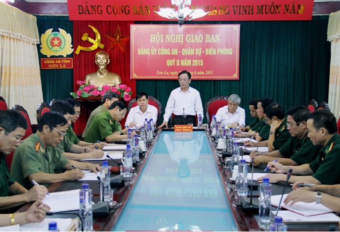 Hội nghị giao ban Quý II-2015 giữa Đảng ủy Công an - Quân sự - Biên phòng tỉnh Sơn La