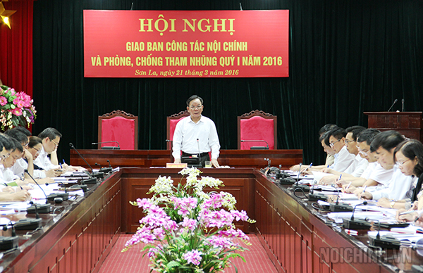 Hội nghị giao ban công tác nội chính và phòng, chống tham nhũng Qúy I -2016 tỉnh Sơn La