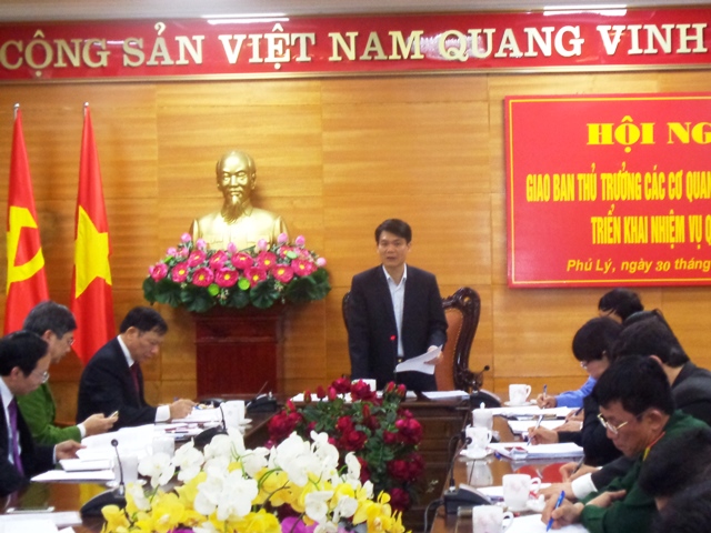 Đồng chí Nguyễn Đức Toàn, Ủy viên Ban Thường vụ, Thường trực Tỉnh ủy phát biểu tại Hội nghị