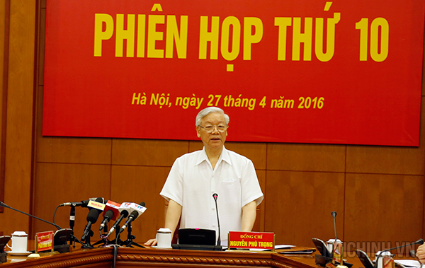 Tổng Bí thư Nguyễn Phú Trọng, Trưởng Ban Chỉ đạo Trung ương về phòng, chống tham nhũng phát biểu kết luận tại Phiên họp thứ 10 của Ban Chỉ đạo  (Ảnh Thu Huyền)