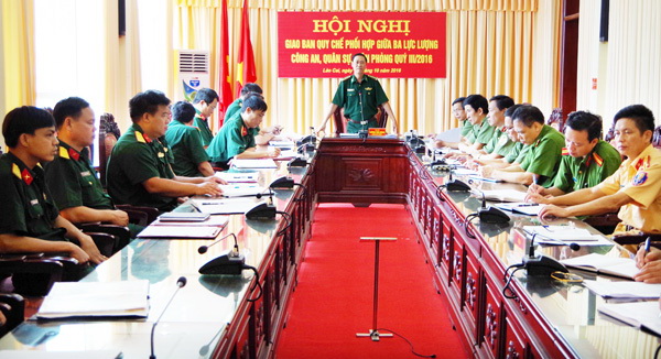 Hội nghị Giao ban giữa lực lượng biên phòng, công an, quân sự về công tác bảo đảm an ninh trật tự tỉnh Lào Cai