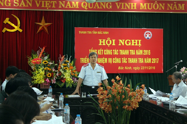 Đồng chí  Nguyễn Văn Vinh, Chánh Thanh tra tỉnh Bắc Ninh phát biểu tại Hội nghị tổng kết công tác thanh tra năm 2016