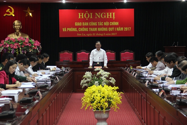 Hội nghị giao ban công tác nội chính và phòng, chống tham nhũng qúy I-2017 tỉnh Sơn La