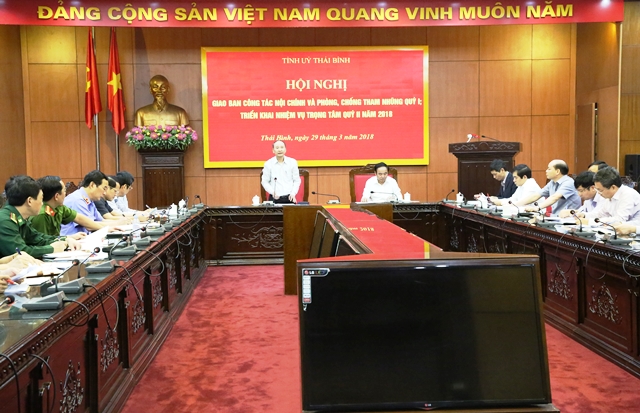 Hội nghị giao ban công tác nội chính và phòng, chống tham nhũng quý 1, triển khai nhiệm vụ trọng tâm quý II năm 2018 của Tỉnh ủy Thái Bình                                