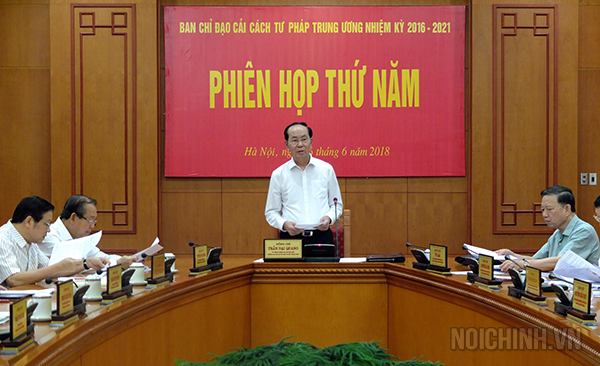 Đồng chí Chủ tịch nước Trần Đại Quang, Trưởng Ban Chỉ đạo Cải cách tư pháp Trung ương phát biểu 