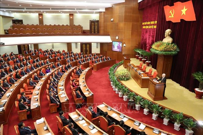 Quang cảnh phiên bế mạc Hội nghị lần thứ mười một Ban Chấp hành Trung ương Đảng Cộng sản Việt Nam khóa XII