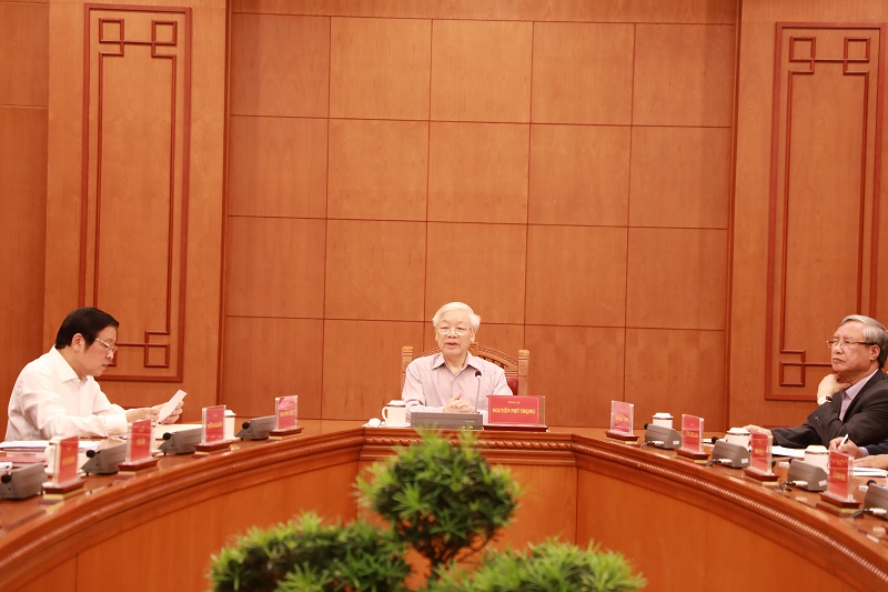 Đồng chí Tổng Bí thư, Chủ tịch nước Nguyễn Phú Trọng, Trưởng Ban Chỉ đạo Trung ương về phòng, chống tham nhũng phát biểu tại Cuộc họp 