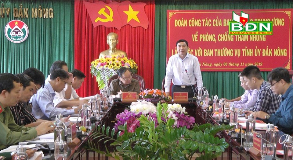 Đoàn công tác của Ban Chỉ đạo Trung ương về phòng, chống tham nhũng công bố Kế hoạch kiểm tra tại tỉnh Đắk Nông