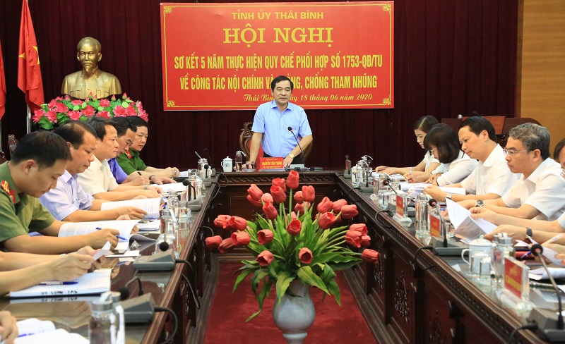  Đồng chí Nguyễn Tiến Thành, Phó Bí thư  Thường trực Tỉnh ủy  Thái Bình phát biểu tại Hội nghị