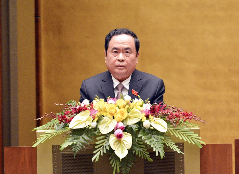 Chủ tịch Ủy ban Trung ương Mặt trận Tổ quốc Việt Nam Trần Thanh Mẫn trình bày Báo cáo tổng hợp ý kiến, kiến nghị của cử tri và Nhân dân 