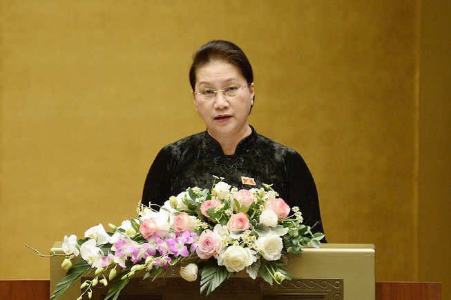 Chủ tịch Quốc hội Nguyễn Thị Kim Ngân phát biểu tại phiên bế mạc kỳ họp thứ 10, Quốc hội khóa XIV 