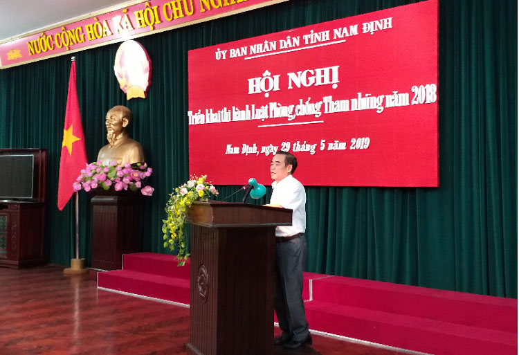 Hội nghị của UBND tỉnh Nam Định về triển khai thi hành Luật Phòng, chống tham nhũng năm 2018