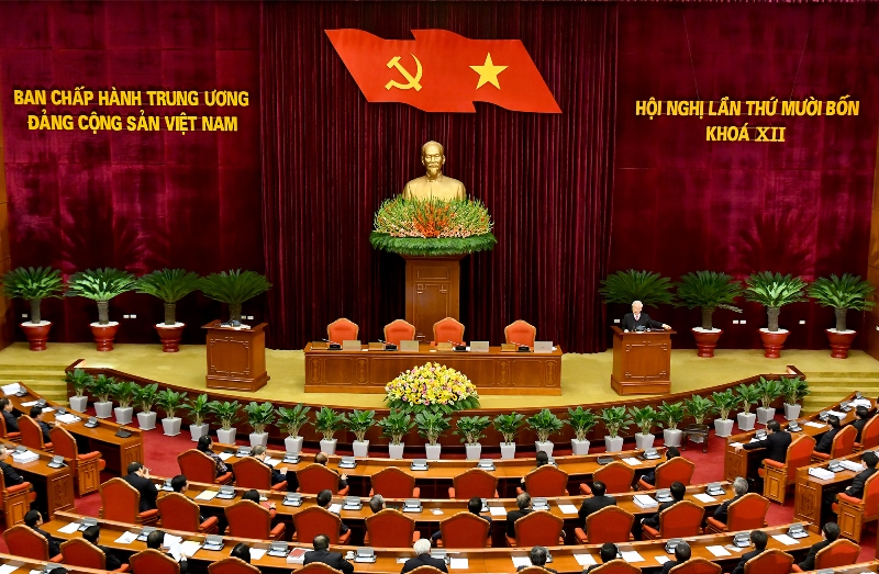 Quang cảnh bế mạc Hội nghị lần thứ 14 Ban Chấp hành Trung ương Đảng khóa XII