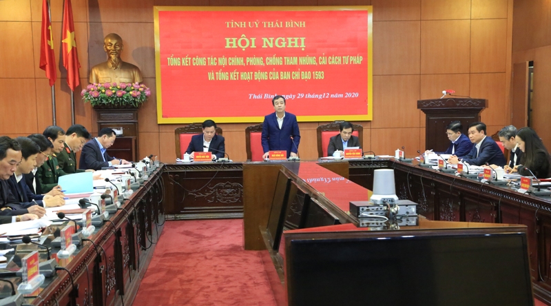 Đồng chí Ngô Đông Hải, Ủy viên dự khuyết Trung ương Đảng, Bí thư Tỉnh ủy Thái Bình phát biểu tại Hội nghị.
