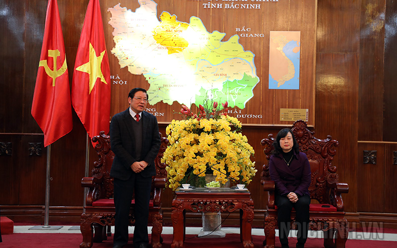Đồng chí Phan Đình Trạc, Bí thư Trung ương Đảng, Trưởng Ban Nội chính Trung ương phát biểu tại buổi làm việc với Thường trực Tỉnh ủy Bắc Ninh