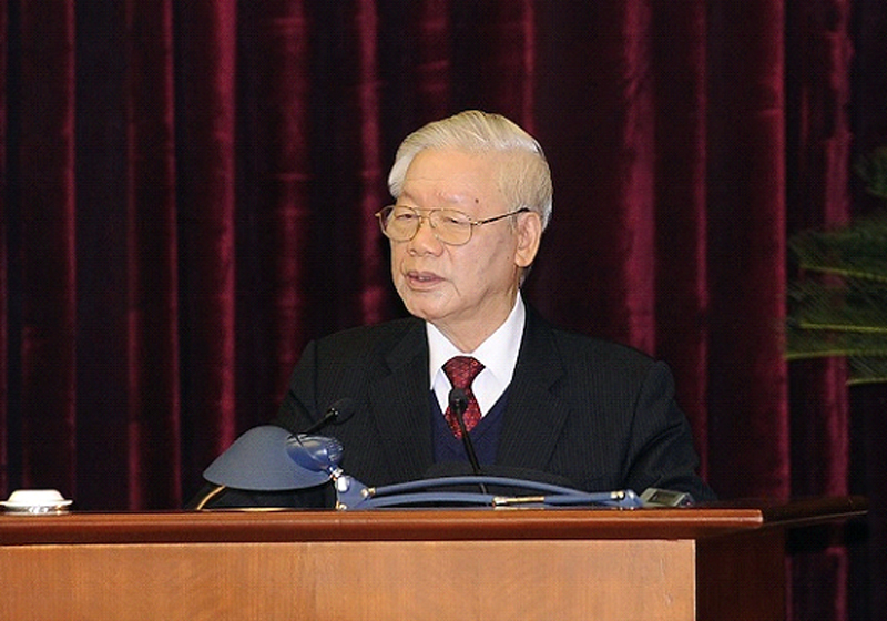 Tổng Bí thư, Chủ tịch nước Nguyễn Phú Trọng phát biểu bế mạc Hội nghị lần thứ 15 Ban Chấp hành Trung ương Đảng khoá XII (Ảnh: Đăng Khoa)