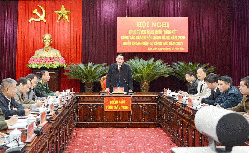 Tỉnh ủy Bắc Ninh tham dự Hội nghị trực tuyến tổng kết công tác ngành Nội chính Đảng năm 2020, triển khai nhiệm vụ năm 2021