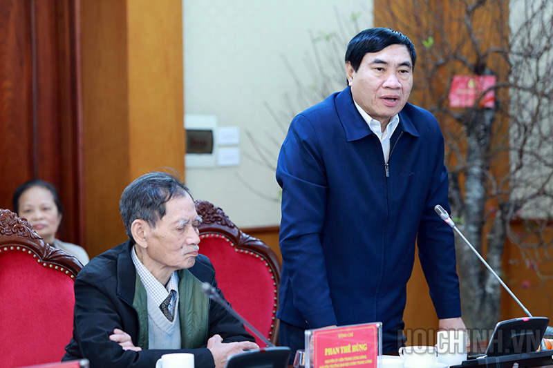 Đồng chí Trần Quốc Cường, Ủy viên Trung ương Đảng, Phó trưởng Ban Nội chính Trung ương phát biểu tại buổi gặp mặt