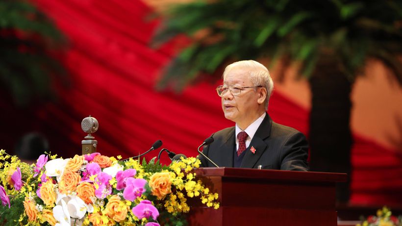 Tổng Bí thư, Chủ tịch nước Nguyễn Phú Trọng trình bày báo cáo chính trị tại phiên khai mạc