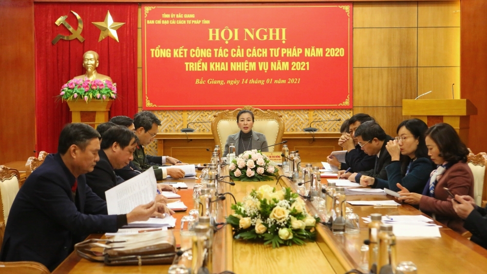 Hội nghị tổng kết công tác cải cách tư pháp năm 2020, triển khai nhiệm vụ năm 2021 của Ban chỉ đạo Cải cách tư pháp tỉnh Bắc Giang (tháng 01/2021)