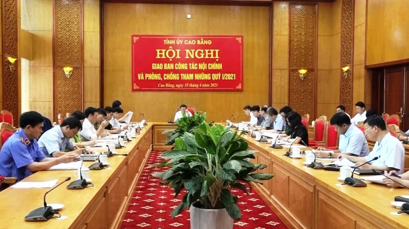 Tỉnh ủy Cao Bằng tổ chức Hội nghị giao ban công tác nội chính và phòng, chống tham nhũng quý I/2021 
