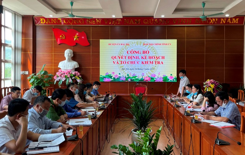 Ban Nội chính Tỉnh ủy Lào Cai công bố kế hoạch và tổ chức kiểm tra tại huyện Bắc Hà (tháng 5/2021)