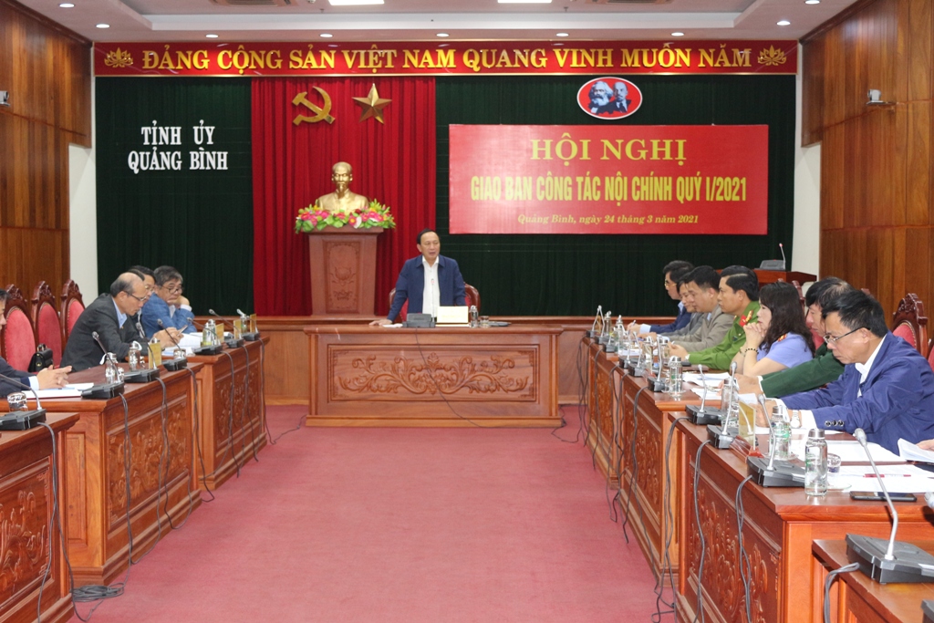 Hội nghị giao ban công tác nội chính quý I/2021 của Tỉnh ủy Quảng Bình 