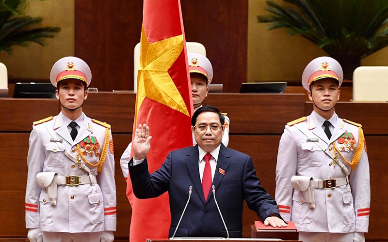  Thủ tướng Chính phủ Phạm Minh Chính tuyên thệ nhậm chức. Ảnh: DUY LINH 