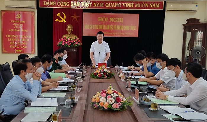 Đồng chí Phạm Xuân Thăng, Ủy viên Trung ương Đảng, Bí thư Tỉnh ủy Hải Dương làm việc với Ban Nội chính Tỉnh ủy (tháng 7/2021)