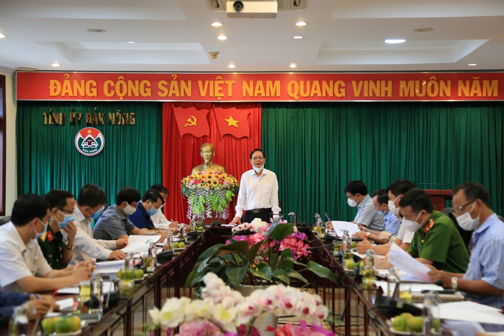 Đồng chí Ngô Thanh Danh, Bí thư Tỉnh ủy Đắk Nông phát biểu tại Hội nghị