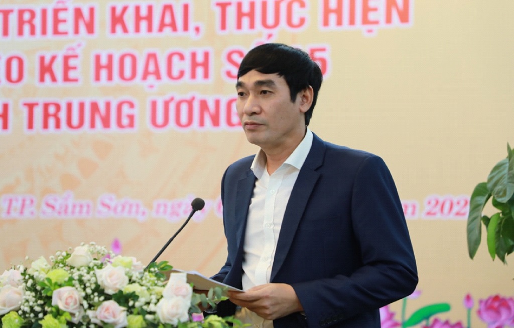 Đồng chí Nguyễn Ngọc Tiến, Trưởng Ban Nội chính Tỉnh ủy Thanh Hoá trình bày Báo cáo tại Hội nghị