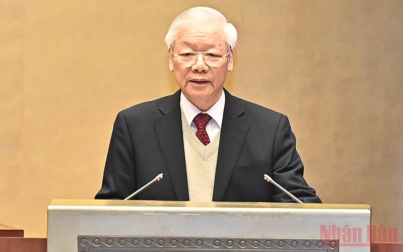 Tổng Bí thư Nguyễn Phú Trọng chủ trì và phát biểu chỉ đạo Hội nghị (ảnh Thủy Nguyên)