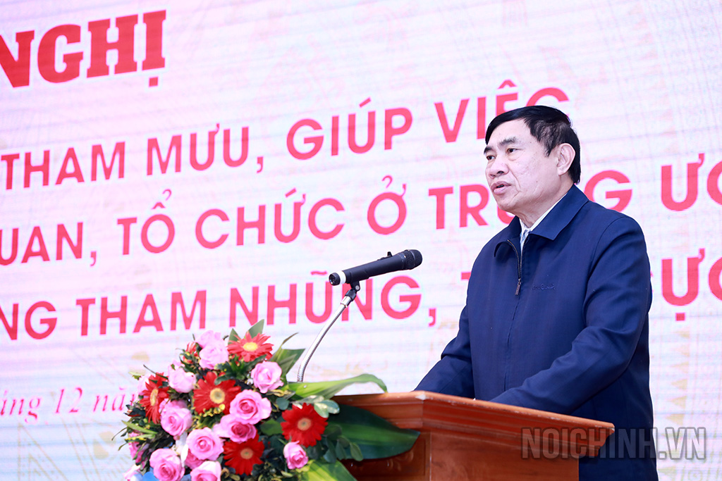 Đồng chí Trần Quốc Cường, Ủy viên Trung ương Đảng, Phó trưởng Ban Nội chính Trung ương phát biểu khai mạc Hội nghị