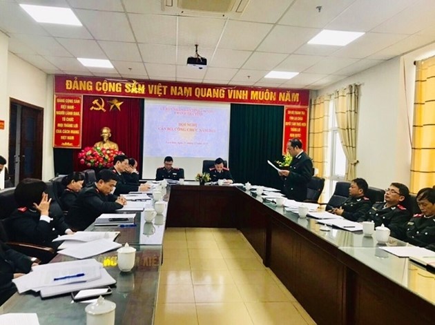 Hội nghị cán bộ công nhân viên chức năm 2021 của Thanh tra tỉnh Lai Châu. Ảnh: Bùi Bình