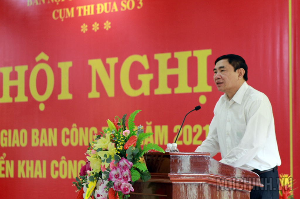 Đồng chí Trần Quốc Cường, Ủy viên Trung ương Đảng, Phó trưởng Ban Nội chính Trung ương phát biểu Kết luận tại Hội nghị