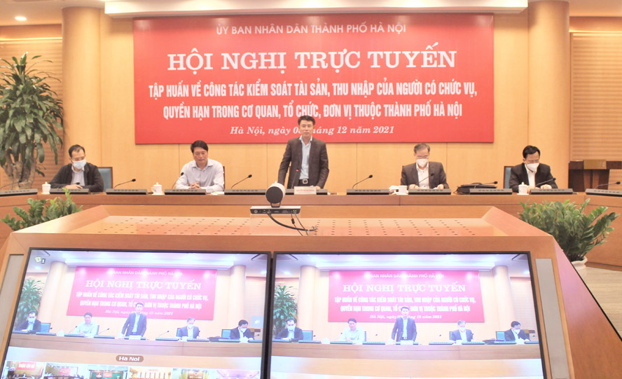 Hội nghị trực tuyến tập huấn về công tác kiểm soát tài sản, thu nhập của người có chức vụ, quyền hạn của Ủy ban nhân dân thành phố Hà Nội