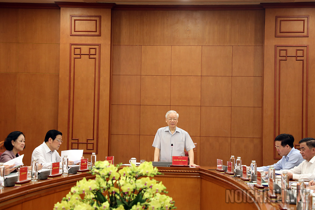 Đồng chí Nguyễn Phú Trọng, Tổng Bí thư, Trưởng Ban Chỉ đạo Trung ương về phòng, chống tham nhũng, tiêu cực phát biểu tại cuộc họp Thường trực Ban Chỉ đạo