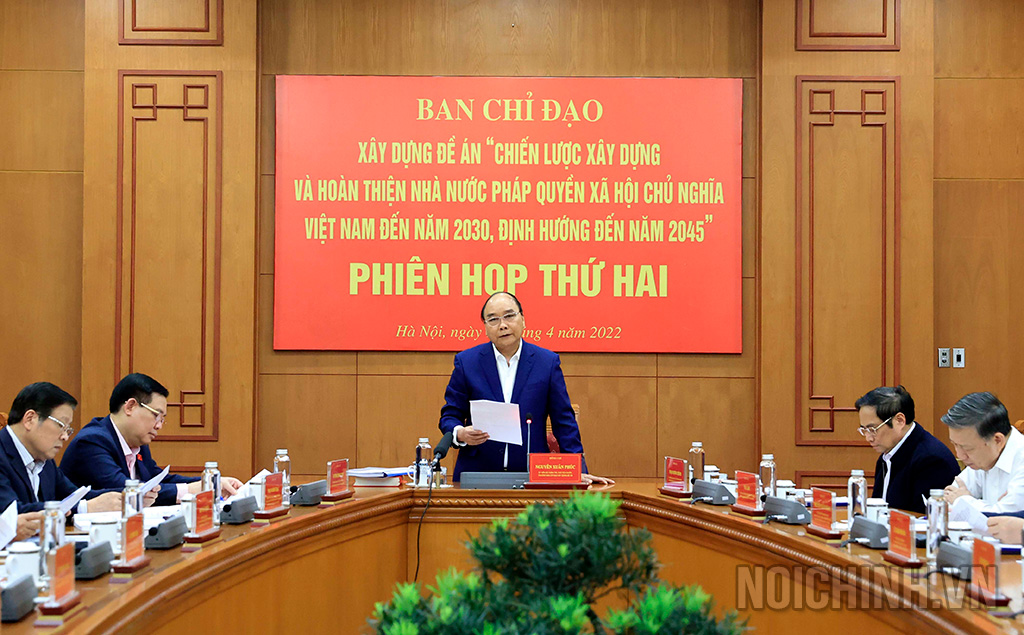 Đồng chí Nguyễn Xuân Phúc, Ủy viên Bộ Chính trị, Chủ tịch nước, Trưởng Ban Chỉ đạo xây dựng Đề án phát biểu kết luận
