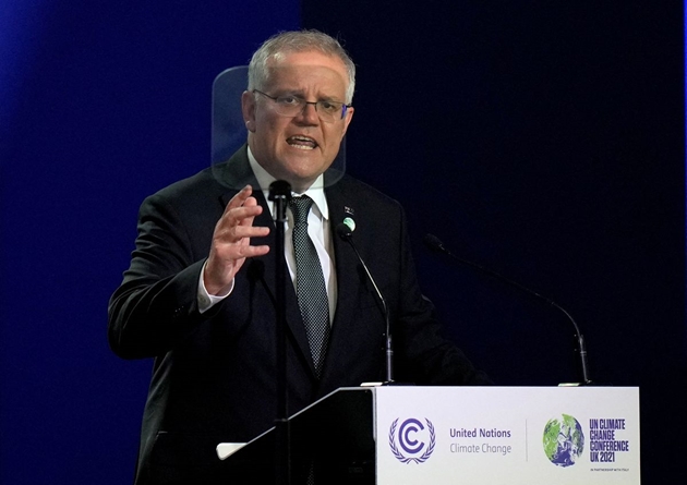 Thủ tướng Australia Scott Morrison tại Hội nghị Biến đổi Khí hậu Liên hợp quốc (COP26) ở Glasgow, Scotland, Anh ngày 1/11/2021