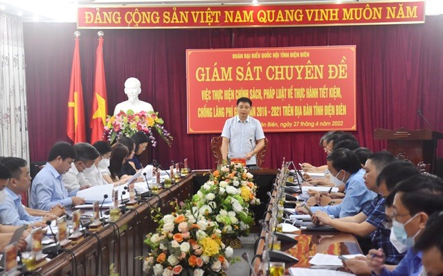 Đoàn Đại biểu Quốc hội tỉnh Điện Biên giám sát chuyên đề về việc thực hiện chính sách, pháp luật về thực hành tiết kiệm, chống lãng phí giai đoạn 2016 - 2021 trên địa bàn tỉnh