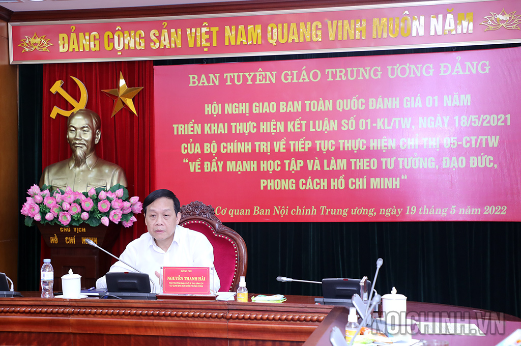 Đồng chí Nguyễn Thanh Hải, Phó Trưởng Ban, Phó Bí thư Đảng ủy Cơ quan Ban Nội chính Trung ương chủ trì tại điểm cầu Ban Nội chính Trung ương