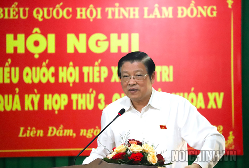 Đồng chí Phan Đình Trạc, Ủy viên Bộ Chính trị, Bí thư Trung ương Đảng, Trưởng Ban Nội chính Trung ương phát biểu