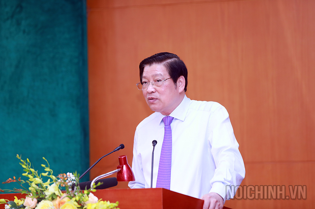 Đồng chí Phan Đình Trạc, Ủy viên Bộ Chính trị, Bí thư Trung ương Đảng, Trưởng Ban Nội chính Trung ương phát biểu kết luận
