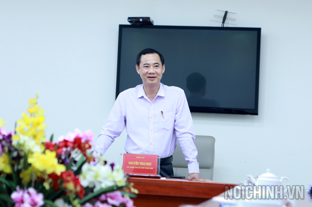 Đồng chí Nguyễn Thái Học, Phó trưởng Ban Nội chính Trung ương phát biểu